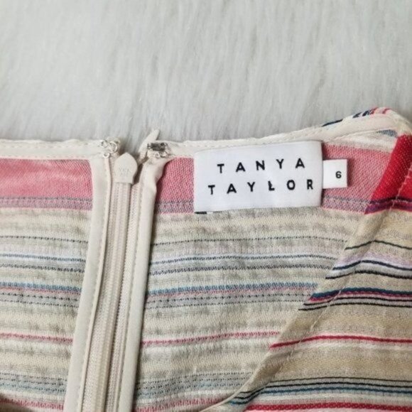 Tanya Taylor Nola Stripe Statement Flutter Sleeve Mini Shift Dress 6 - Picture 4 of 10